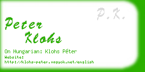 peter klohs business card